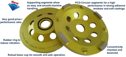 Cupa diamantata EASY pt. inlaturat adeziv, vopsea, epoxi - PCD-circular 125x22.2mm Premium - DXDH.4016.125.4.4