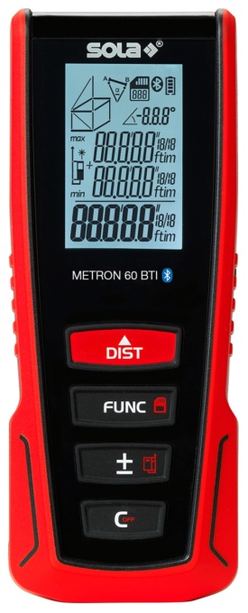 Telemetru cu laser roșu si bluetooth, Sola App - 60m, METRON 60 BTI - Sola-71027101