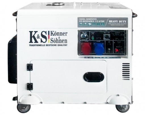 Generator de curent 7.5 kW diesel - Heavy Duty - insonorizat - Konner &amp; Sohnen - KS-9200DE-1/3-HD-ATSR- Silent