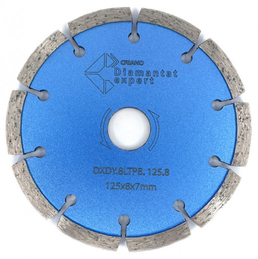 Disc diamantat pentru taiere de rosturi de dilatare in Beton si Sapa 125x22,2mm cu grosime de 8mm Standard Profesional - BlueLine - DXDY.ROST.125.8