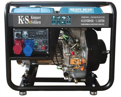 Generator de curent 6.5 kW diesel - Heavy Duty - Konner &amp; Sohnen - KS-8100DE-1/3-HD-ATSR