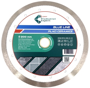 Disc DiamantatExpert pt. Ceramica, Gresie Portelanata de Duritate Medie, Placi 200x25,4/22.23(ring) (mm) taiere uscata sau umeda, Blue Line Profesional - DXQZ.BTLE.200.25-22