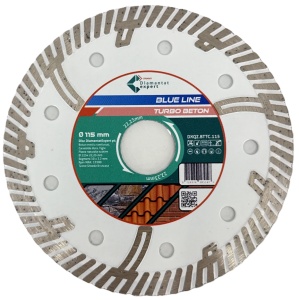 Disc DiamantatExpert TURBO Segmentat pt. Beton Ranforsat Usor, Materiale de constructii 115x22.23 (mm) taiere uscata sau umeda, Blue Line Profesional - DXQZ.BTTC.115