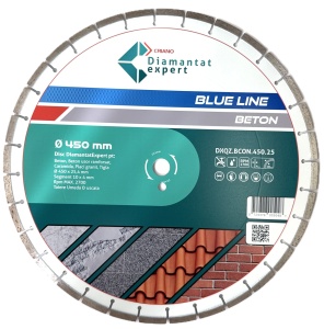 Disc DiamantatExpert LASER pt. Beton, Materiale constructii 450x25,4mm (mm) taiere uscata sau umeda, Blue Line Profesional - DXQZ.BCON.450.25