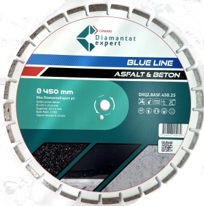 Disc DiamantatExpert LASER pt. Asfalt, Beton, Materiale abrazive 450x25,4mm (mm) taiere uscata sau umeda, Blue Line Profesional - DXQZ.BASF.450.25