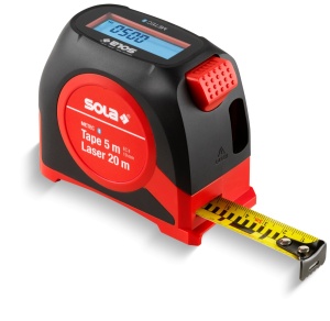 Ruleta digitala 5m cu telemetru laser 20m, Bluetooth, SOLA METEC - Sola-71510201