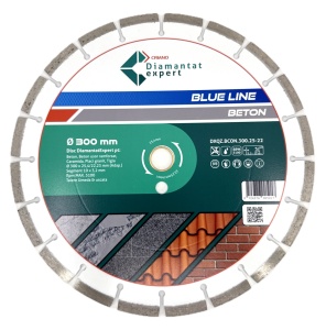 Disc DiamantatExpert LASER pt. Beton, Materiale constructii 300x25,4/22,23(inel) (mm) taiere uscata sau umeda, Blue Line Profesional - DXQZ.BCON.300.25-22