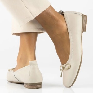 Balerini dama bej casual piele naturala cu toc Filippo DP6249-24-BE-Bej