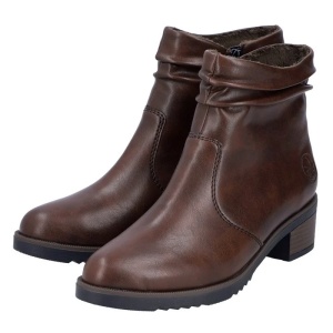 Botine dama maro casual piele ecologica cu toc Rieker Y0551-25-Maro