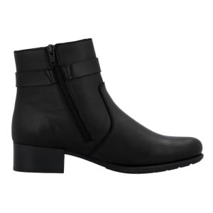 Botine dama negru casual piele naturala cu toc Rieker 78664-00-Negru