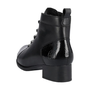 Botine dama negru casual piele naturala imblanite cu toc Rieker 78655-00-Negru