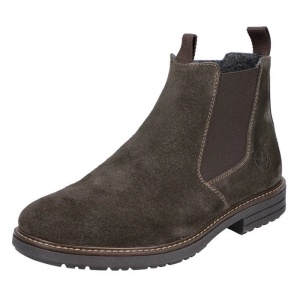 Cizme barbati maro casual piele intoarsa scurte cu toc Rieker 33180-25-Maro
