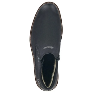 Cizme barbati negru casual piele naturala imblanite scurte cu toc Rieker 15391-00-Negru