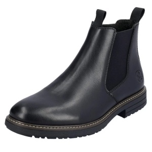 Cizme barbati negru elegante piele naturala scurte cu toc Rieker 33180-00-Negru