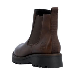 Cizme dama maro casual piele ecologica imblanite scurte cu toc Rieker 73250-25-Maro