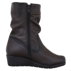 Cizme dama maro casual piele naturala imblanite scurte cu platforma Nicolis 151856-Maro
