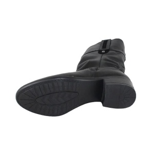 Cizme dama negru casual piele naturala imblanite lungi cu toc Nicolis 138994-Negru