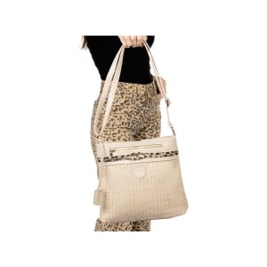 Geanta dama bej casual material sintetic de umar cu bareta reglabila Rieker H1519-65-Bej