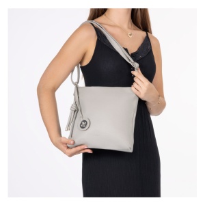 Geanta dama gri casual piele ecologica crossbody si de umar cu bareta reglabila Rieker H1073-40-Gri