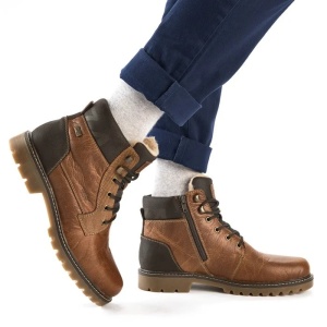 Ghete barbati maro casual piele naturala impermeabile imblanite cu toc Rieker 38832-22-Maro