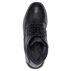 Ghete barbati negru casual piele naturala imblanite cu talpa groasa Nicolis 47934-Negru