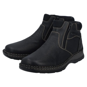 Ghete barbati negru casual piele naturala impermeabile imblanite cu talpa joasa Rieker 05362-00-Negru