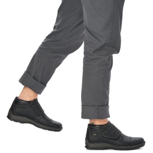 Ghete barbati negru casual piele naturala impermeabile imblanite cu talpa joasa Rieker 05367-00-Negru