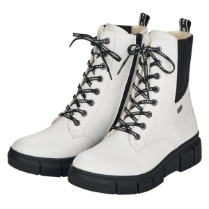 Ghete dama alb casual piele ecologica impermeabile imblanite cu talpa joasa Rieker X3414-80-Alb