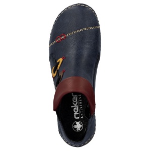 Ghete dama albastru casual piele ecologica cu talpa joasa Rieker 72581-14-Albastru