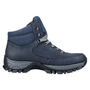 Ghete dama albastru inchis sport piele ecologica impermeabile cu talpa joasa Rieker M9830-15-Albastru-Inchis