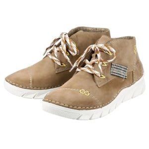 Ghete dama bej casual piele ecologica cu talpa joasa Rieker 55034-64-Bej
