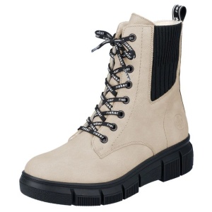 Ghete dama bej casual piele ecologica imblanite cu talpa joasa Rieker X3414-60-Bej