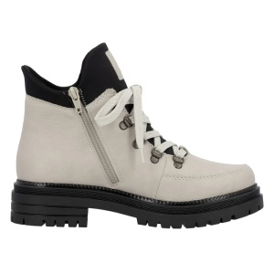 Ghete dama bej casual piele ecologica impermeabile imblanite cu toc Rieker Y3158-60-Bej