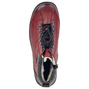 Ghete dama bordo casual piele ecologica impermeabile imblanite cu talpa joasa Rieker L7144-35-Bordo