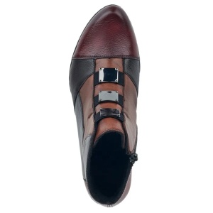 Ghete dama bordo casual piele naturala cu toc Rieker Y0764-35-Bordo