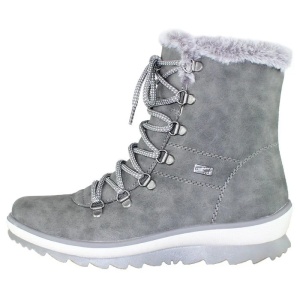 Ghete dama, gri, casual, piele ecologica, impermeabile, imblanite, cu talpa joasa, Remonte R8472-45-Gri