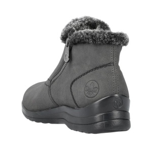 Ghete dama gri casual piele naturala impermeabile imblanite cu talpa joasa Rieker L1868-45-Gri