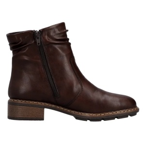 Ghete dama maro casual piele ecologica imblanite cu toc Rieker 77281-25-Maro