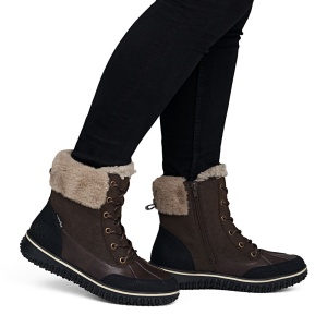 Ghete dama maro casual piele ecologica impermeabile imblanite cu talpa joasa Rieker Z4203-25-Maro