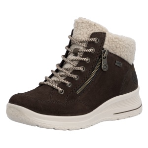 Ghete dama maro casual piele intoarsa impermeabile imblanite cu talpa groasa Rieker L7701-25-Maro