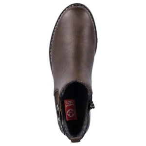 Ghete dama maro casual piele naturala cu toc Rieker Z4965-25-Maro
