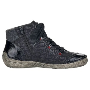 Ghete dama negru casual piele ecologica cu talpa joasa Rieker 52513-00-Negru