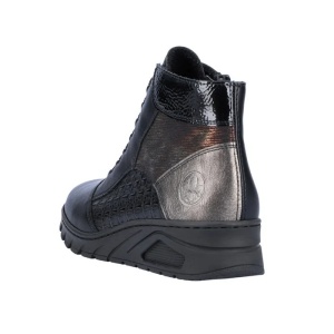 Ghete dama negru casual piele ecologica cu talpa joasa Rieker N3374-00-Negru
