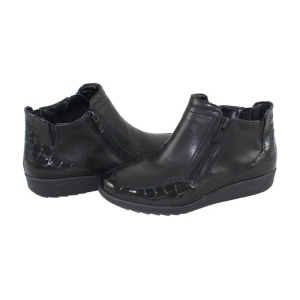 Ghete dama, negru, casual, piele naturala, cu talpa joasa, Ara 12-46307-Negru