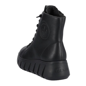 Ghete dama negru casual piele naturala imblanite cu talpa joasa Rieker Y3550-00-Negru