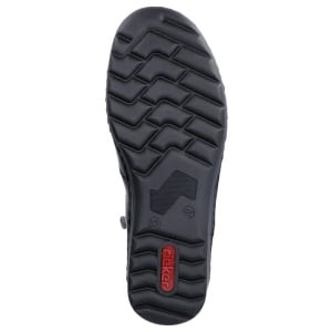Ghete dama negru casual piele naturala imblanite cu talpa joasa Rieker 48999-00-Negru