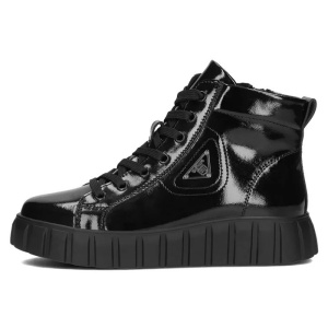 Ghete dama, negru, casual, piele naturala lacuita, cu talpa joasa, Filippo DBT4146-23-BK-Negru