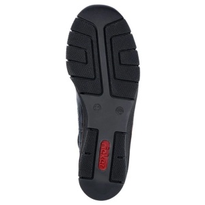 Ghete dama negru casual piele naturala lacuita cu talpa joasa Rieker 53794-01-Negru