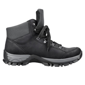 Ghete dama negru sport piele ecologica impermeabile imblanite cu talpa joasa Rieker M9844-00-Negru