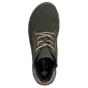 Ghete dama verde casual piele naturala imblanite cu talpa joasa Rieker 55036-54-Verde